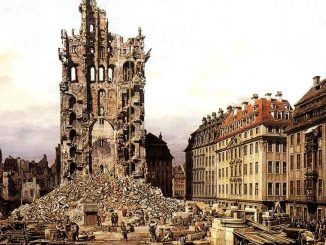 "Die Ruine der Kreuzkirche" in Dresden von Canaletto (Bernardo Bellotto)
