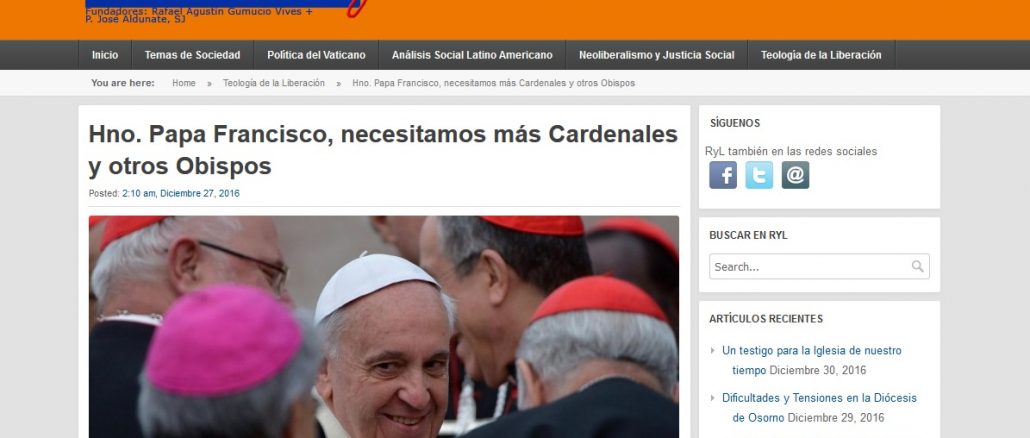 Appell der chilenischen Jesuiten an Papst Franziskus: "Wir brauchen mehr [Bergoglianische] Kardinäle und andere Bischöfe, damit es nach Dir kein Zurück mehr gibt".