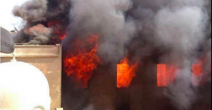 Der Bischofssitz von Mossul wurden am Samstag niedergebrannt