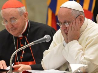 Kardinal Vallini neben Papst Franziskus
