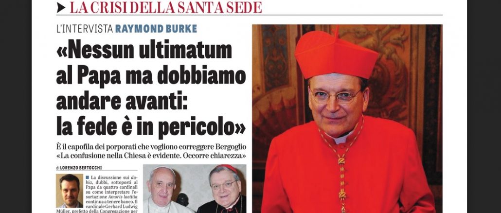 Kirchenkrise: Kardinal Burke betont, daß es "kein Ultimatum" an Papst Franziskus gebe, aber "der Glaube in Gefahr ist"