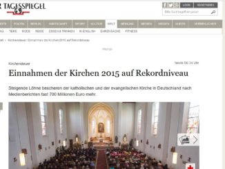 Kirchensteuer 2015: Rekordeinnahmen bei Rekordaustritten