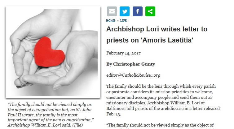 Erzbischof Lori von Baltimore: Wiederverheirateten Geschiedenen ist der Zugang zu den Sakramenten nicht möglich.