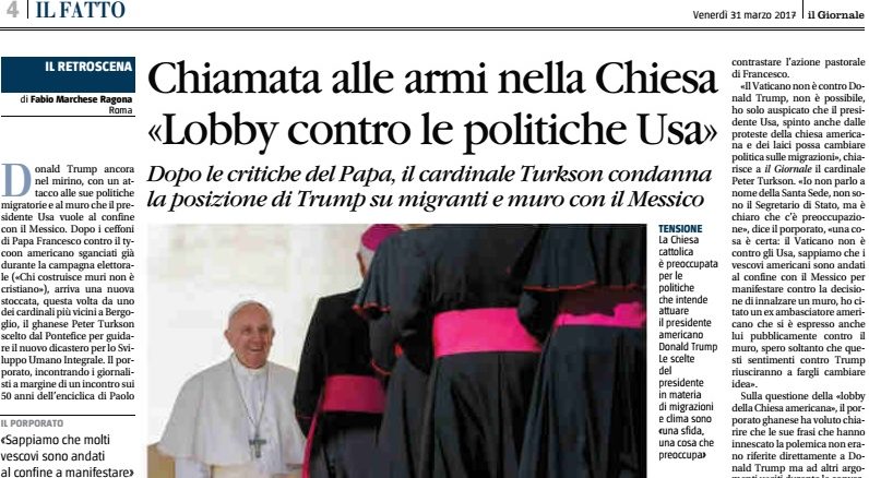 Kardinal Turkson "rudert zurück", dennoch: Papst Franziskus mobilisiert Kirche gegen Donald Trump