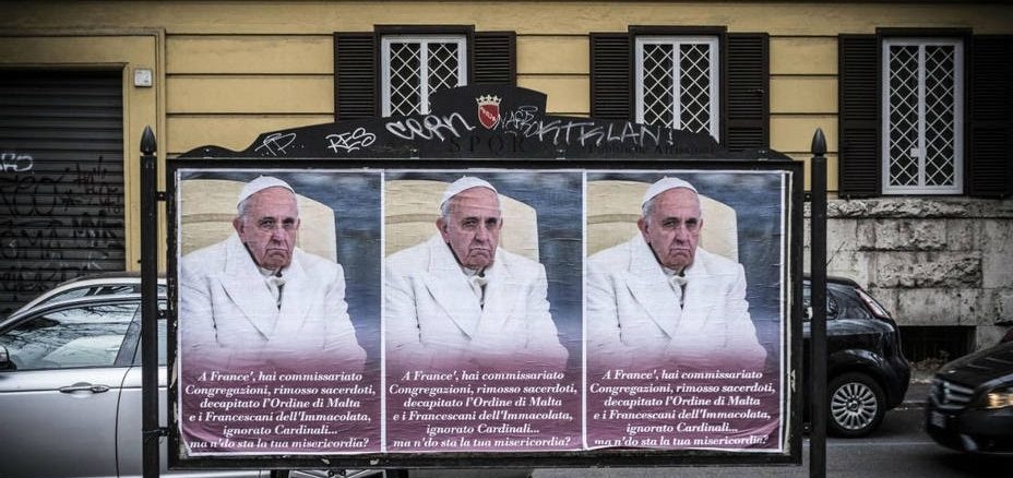 Plakatprotest gegen die Barmherzigkeit von Franziskus Rom