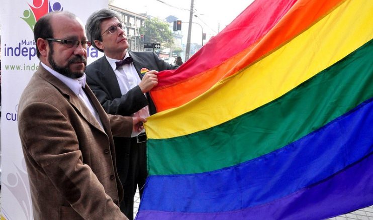 Chiles Homo-Führer Rolando JImenez bei einer Homo-Aktion der EU. Das Bild wurde auf der Internetseite der EU für "External Action" veröffentlicht