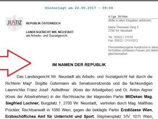 Militärdekan Siegfried Lochner: Dienstverhältnis als Religionslehrer besteht fort - Erzbistum Wien vom Arbeitsgericht verurteilt.