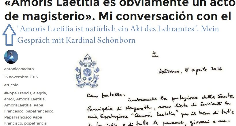 Notmaßname Spadaro SJ: Neuauflage des Interviews mit Kardinal Schönborn vom 7. Juli 2016