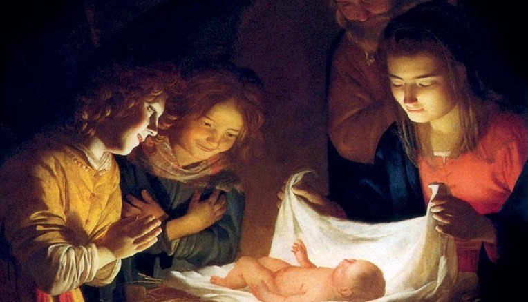 Anbetung des Kindes, Gerrit van Honthorst, Gemäldegalerie, Uffizien, Florenz.