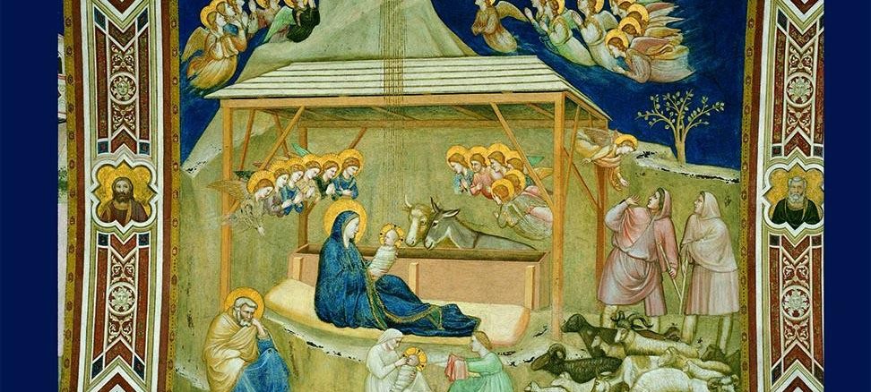 Darstellung der Geburt Jesu von Giotto (Unterkirche der Basilika des heiligen Franz von Assisi) ziert Weihnachtsgrußkarte 2016 von Papst Franziskus