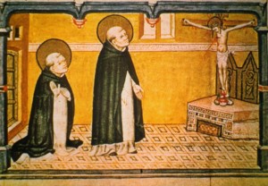 Der Hl. Dominikus betend: stehend und kniend
